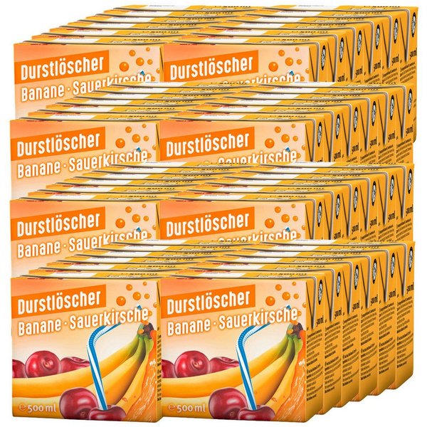 DURSTLOESCHER Softgetränk, Durstlöscher Banane Sauerkirsche Fruchtsaftgetränk 500ml 48er Pack