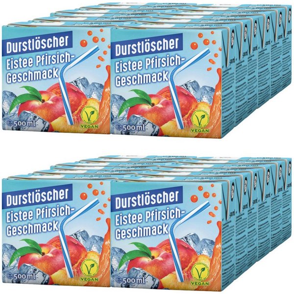DURSTLOESCHER Softgetränk, Durstlöscher Eistee Pfirsich Fruchtsaftgetränk 500ml 24er Pack
