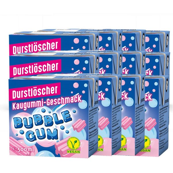 DURSTLOESCHER Softgetränk, Durstlöscher Bubble Gum super erfrischende Kombination 500ml 12er Pack