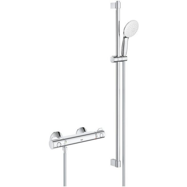 Grohe Duscharmatur Grohe Grohtherm 800 Thermostat mit Brausegarnitur 34566002 (Grohtherm 800, Grohe Grohtherm 800 Thermostat-Brausebatterie 1/2) Neues Modell Na