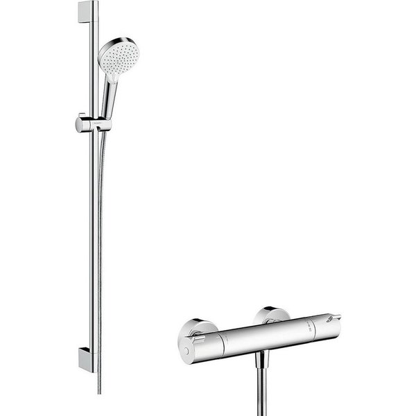 hansgrohe Duscharmatur Hansgrohe Brause-Thermostat Ecostat Handbrause Crometta Länge 90cm