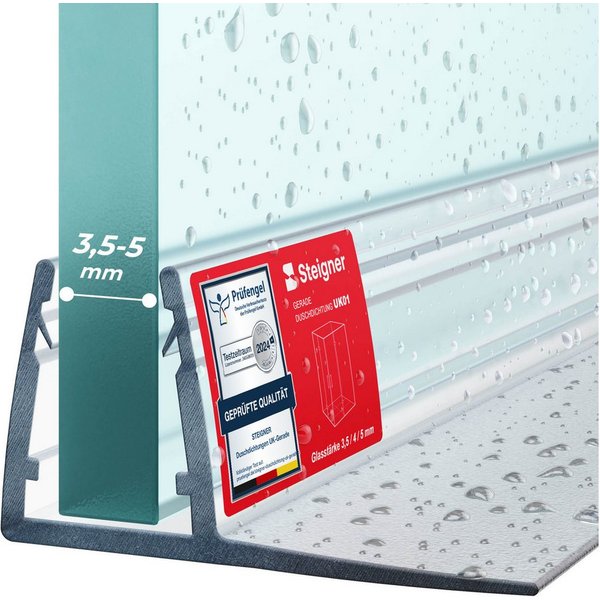 STEIGNER Duschdichtung STEIGNER Duschtürdichtung 30 cm UK01 (1 Stk) Gerade 3,5-5 mm, L: 30 cm, (1 Stück Packung, Einzeldichtung), Dichtung gerade für Eckeinstie