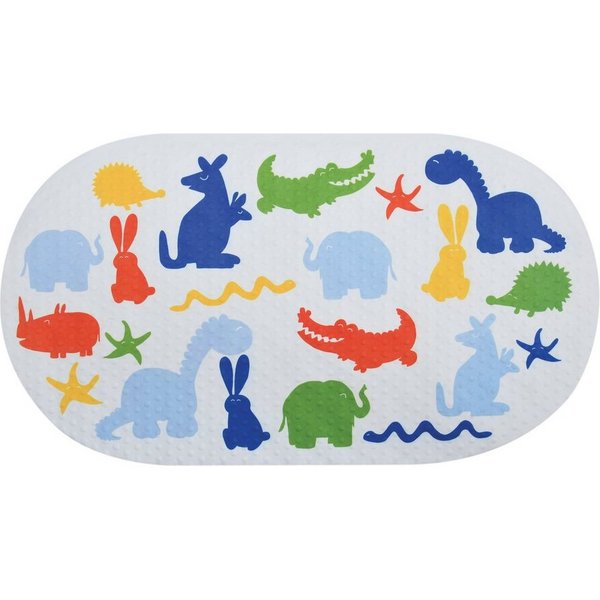 MSV Duschmatte MSV Duschmatte Motiv, mit Saugnäpfen, pflegeleicht, PVC, PVC & Polyester, lustiges Motiv für Kinder "ZOO", 69 x 39 cm