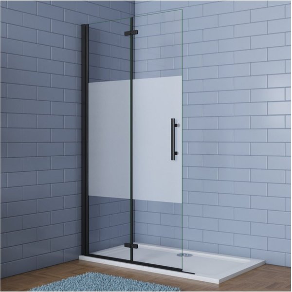 Duschparadies Dusch-Falttür 195cm Schwarz Walk in Dusche Scharniertür Duschabtrennung Duschwand, 100x195 cm, Easyclean Sicherheitsglas, beidseitig montierbar