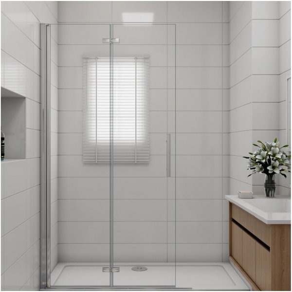 Duschparadies Dusch-Falttür 195cm Walkin Scharniertür Falttür Duschabtrennung Duschtür, 100x195 cm, Easyclean Sicherheitsglas, beidseitig montierbar