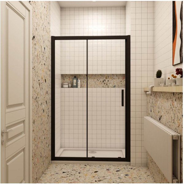 Duschparadies Dusch-Schiebetür 8mm ESG Sicherheitsglas Nischentür Schiebetür Duschabtrennung Duschtür, 100x195 cm, Sicherheitsglas, beidseitig montierbar