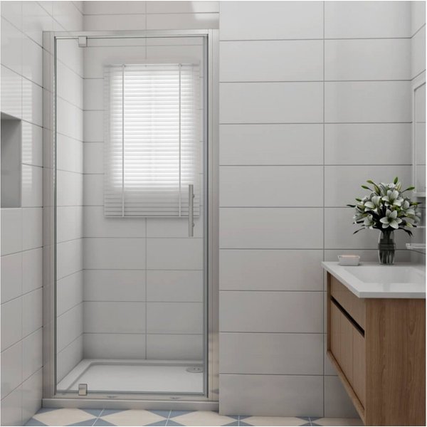 Duschparadies Dusch-Schwingtür 185cm Einzel Schwenktür Drehtür Nischentür Duschabtrennung Duschtür, 70x185 cm, Sicherheitsglas, beidseitig montierbar,mit festte