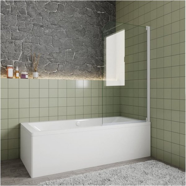 Duschparadies Duschwand 140cm anthrazitweiß Glas Aufsatz Duschabtrennung Badewanne Trennwand, Einscheibensicherheitsglas, Sicherheitsglas, Glas