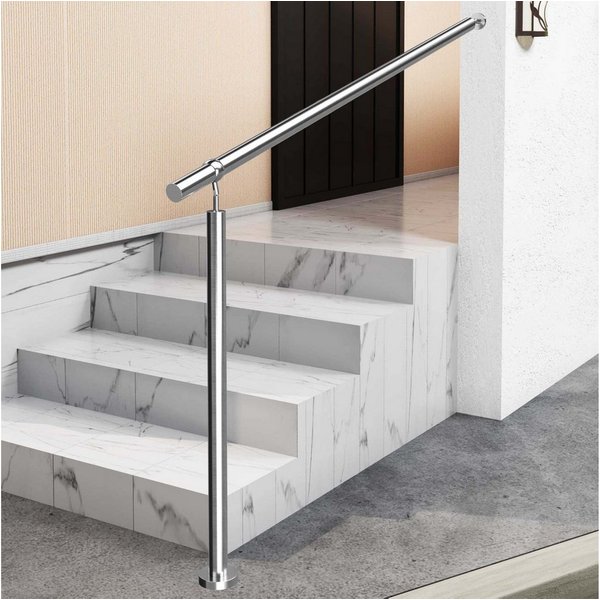 Duschparadies Handlauf Eingangsgeländer 150 cm, Geländer Edelstahl Handlauf, Treppengeländer, 120 cm Gesamtlänge, (Packung), Edelstahl, Silber/Schwarz, Länge: 1