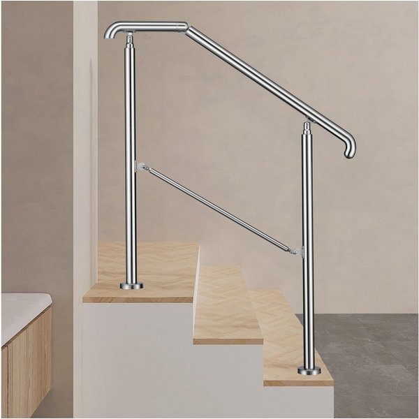 Duschparadies Handlauf Eingangsgeländer Treppengeländer Handlauf Edelstahl für Außen & Innen, 108 cm Gesamtlänge, (Packung), Edelstahl, Silber/Schwarz, 108cm/13