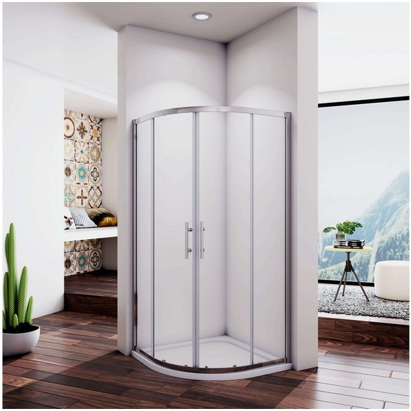 Duschparadies Runddusche Runddusche Duschtür Viertelkreis ESG Schiebetür Duschwand, BxT: 90x90 cm, ebenerdiger Einbau moglich