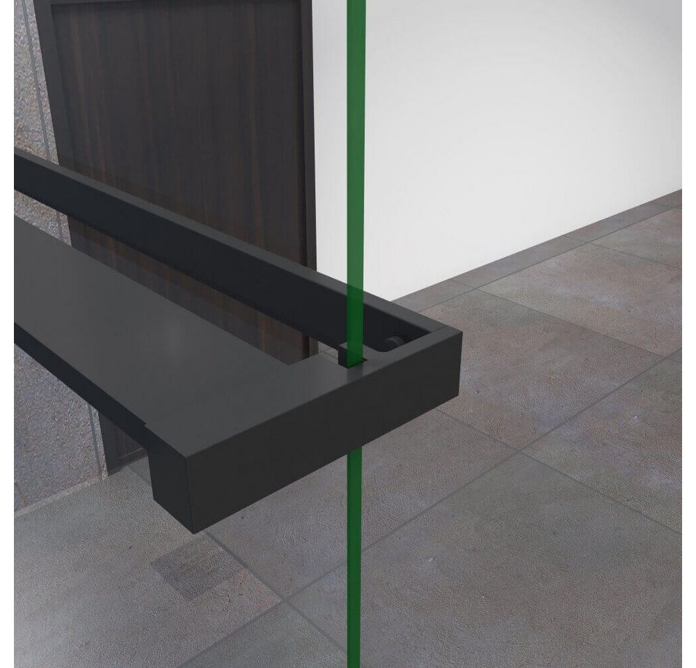 Duschparadies Walk-in-Dusche 200cm schwarz mit Handtuchhalter Glaswand 8mm ESG Walk in Dusche, Einscheibensicherheitsglas – Bild 3 von 5