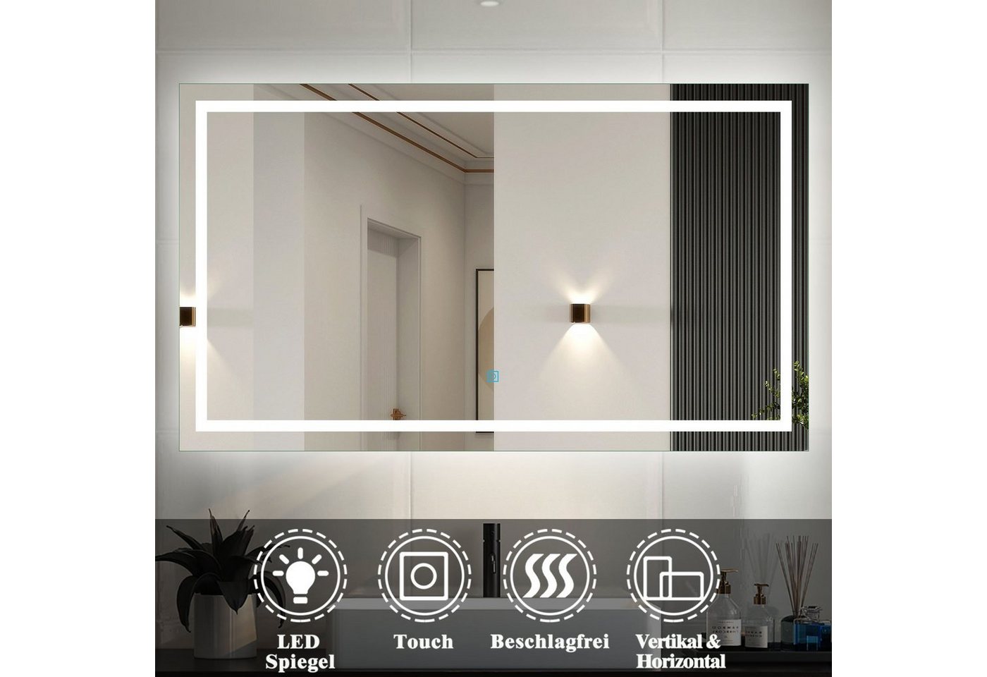 duschspa Badspiegel 50-160 cm Touch LED Spiegel, Beschlagfrei – Bild 2 von 5