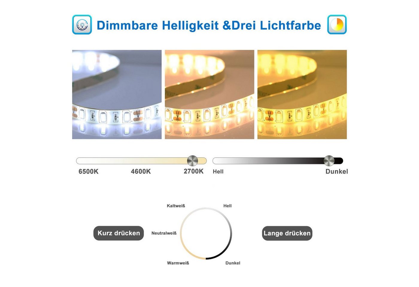 duschspa Badspiegel 80-160 cm Uhr, Beschlagfrei, 3xSchminkspiegel Kalt/Neutral/Warmweiß, Bluetooth – Bild 5 von 5