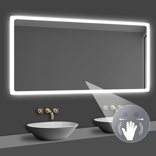 duschspa Badspiegel LED Spiegel mit Beleuchtung dimmbar beschlagfrei Wandspiegel, Breite 70-160cm, Sensor-Schalter
