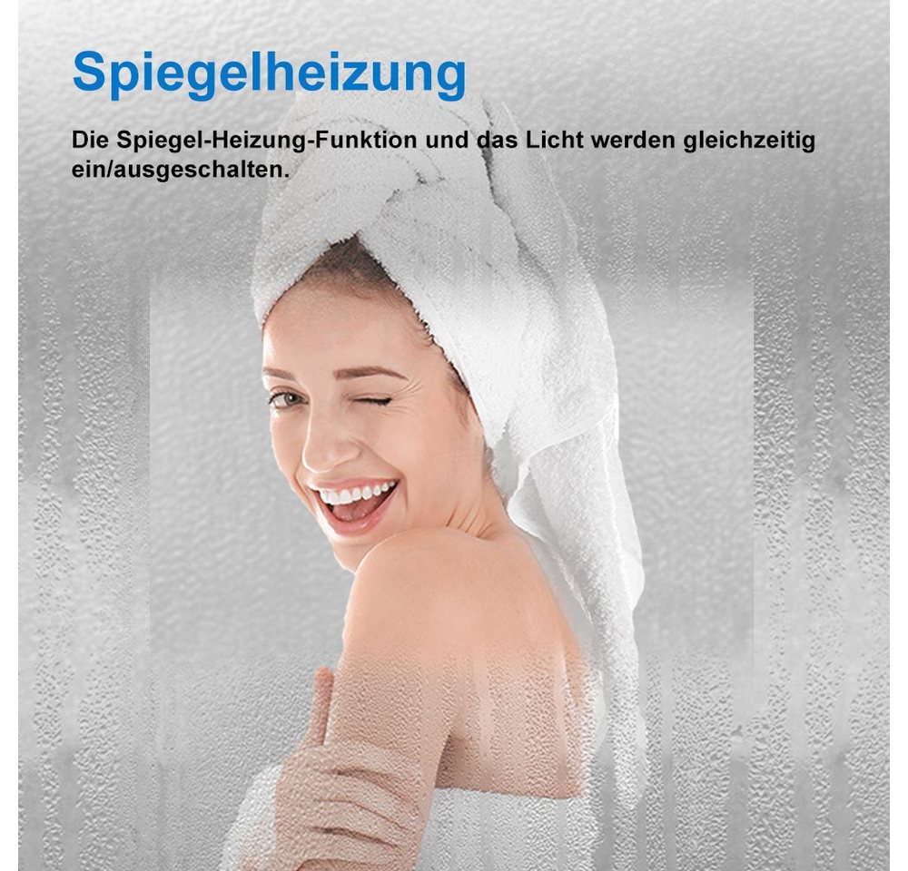 duschspa Badspiegel LED Spiegel mit Beleuchtung dimmbar beschlagfrei Wandspiegel, Breite 70-160cm, Sensor-Schalter – Bild 5 von 5