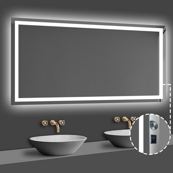 duschspa Badspiegel mit Beleuchtung Kaltweiß oder Kalt/Neutral/Warmweiß Beschlagfrei, Dreh+Knopfschalter, Wandschalter