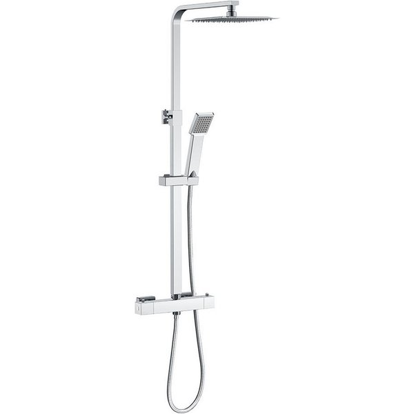 duschspa Duschsystem Duschset mit Thermostat 38℃ verstellbare Duschstange aus Edelstahl, 2 Strahlart(en), Regendusche mit quadratischem Duschkopf 20/30cm