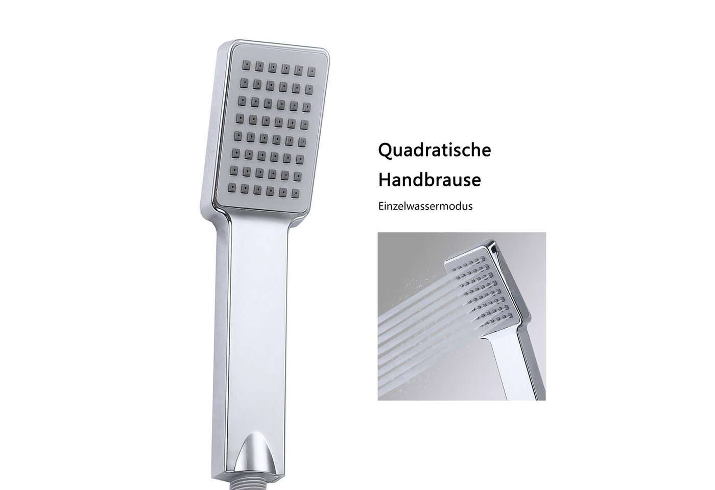 duschspa Duschsystem Duschset mit Thermostat 38℃ verstellbare Duschstange aus Edelstahl, 2 Strahlart(en), Regendusche mit quadratischem Duschkopf 20/30cm – Bild 4 von 5