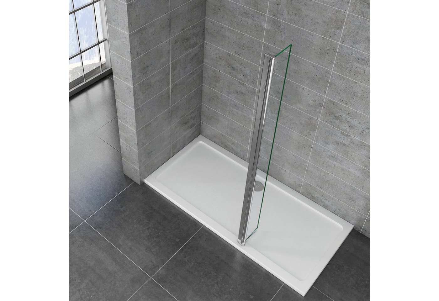duschspa Duschwand drehbar Flipper-Panel 30/40cm 200cm 8mm ESG Nano Glas, Einscheibensicherheitsglas, Sicherheitsglas, (Set), Nano Glas – Bild 4 von 5