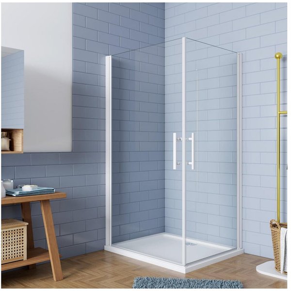 duschspa Eckdusche 185cm 5mm Eckeinstieg Duschkabine Duschabtrennung Schwingtür Duschtür, BxT: 70x70 cm, Einscheibensicherheitsglas, Sicherheitsglas, Set, ebene