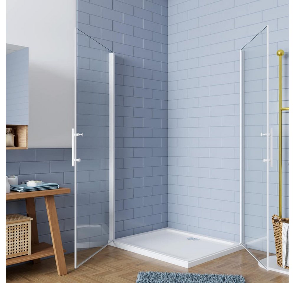 duschspa Eckdusche 185cm 5mm Eckeinstieg Duschkabine Duschabtrennung Schwingtür Duschtür, BxT: 70x70 cm, Einscheibensicherheitsglas, Sicherheitsglas, Set, ebene – Bild 2 von 5