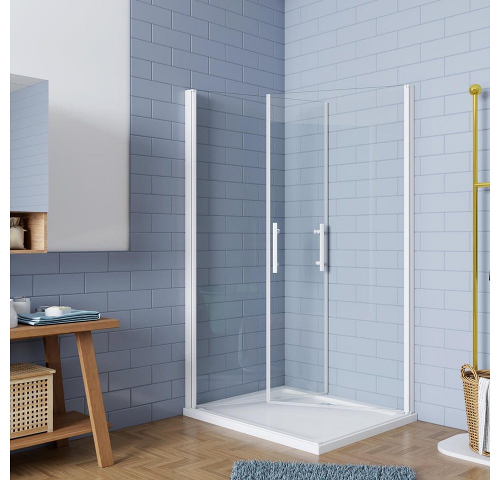 duschspa Eckdusche 185cm 5mm Eckeinstieg Duschkabine Duschabtrennung Schwingtür Duschtür, BxT: 70x70 cm, Einscheibensicherheitsglas, Sicherheitsglas, Set, ebene – Bild 3 von 5