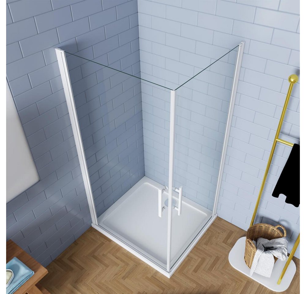 duschspa Eckdusche 185cm 5mm Eckeinstieg Duschkabine Duschabtrennung Schwingtür Duschtür, BxT: 70x70 cm, Einscheibensicherheitsglas, Sicherheitsglas, Set, ebene – Bild 4 von 5