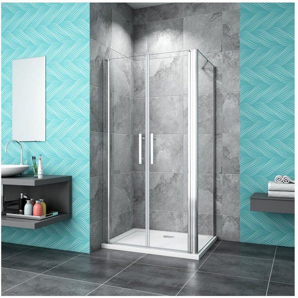 duschspa Eckdusche 6mm Duschkabine Duschtür Pendeltür Schwingtür mit Seitenwand, BxT: 75x70 cm, Einscheibensicherheitsglas, Sicherheitsglas, Set, ebenerdiger Ei