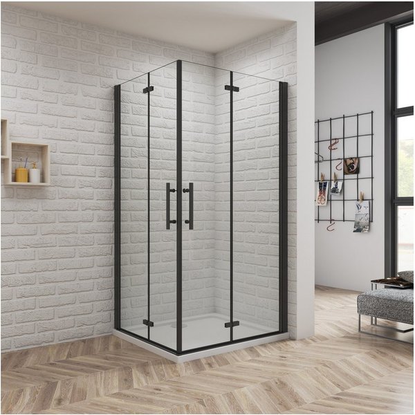 duschspa Eckdusche 6mm Nano Glas Duschkabine Duschtür Falttür Scharniertür Glaswand, BxT: 70x70 cm, Sicherheitsglas, Einscheibensicherheitsglas, Set, links und 