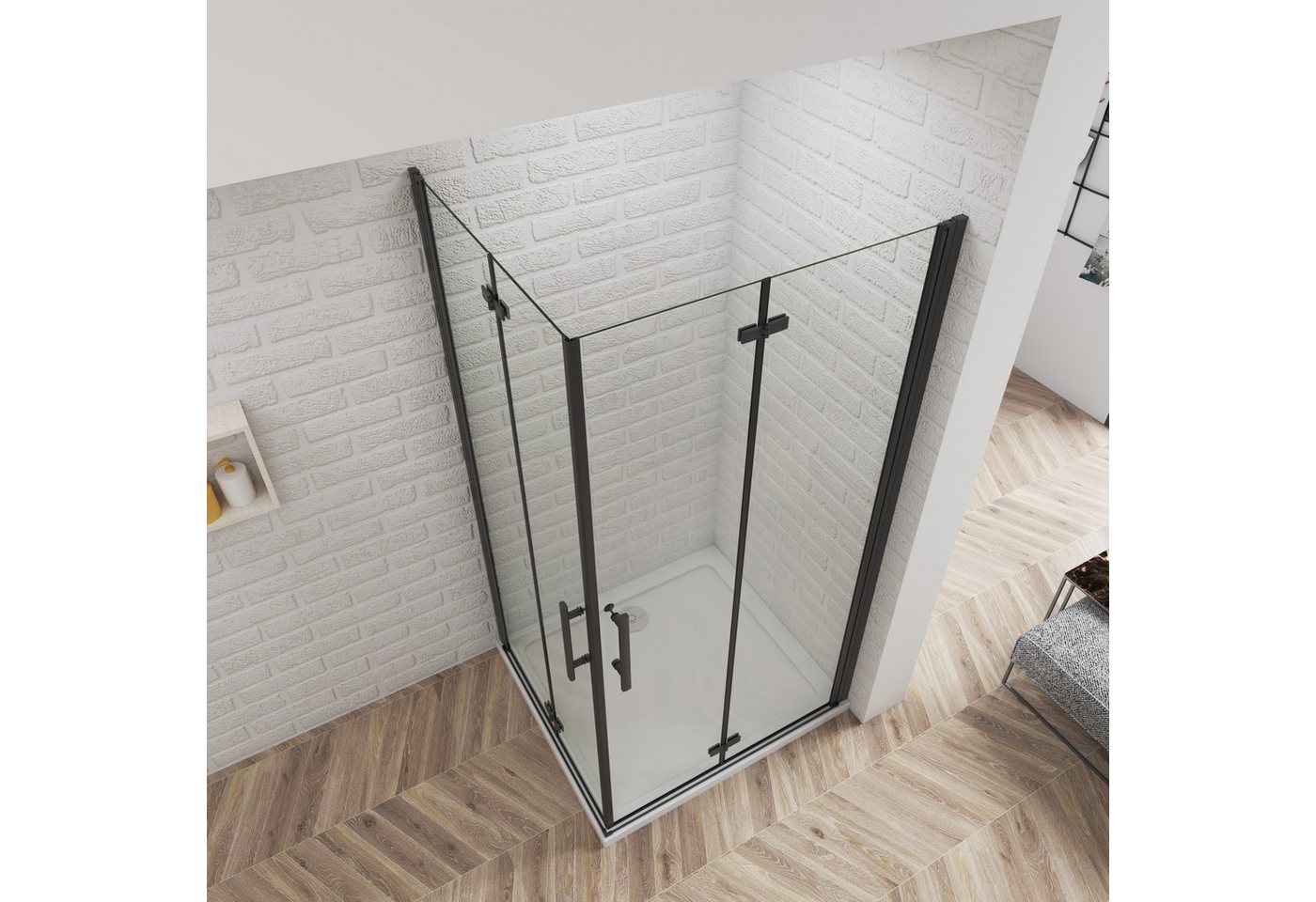 duschspa Eckdusche 6mm Nano Glas Duschkabine Duschtür Falttür Scharniertür Glaswand, BxT: 70x70 cm, Sicherheitsglas, Einscheibensicherheitsglas, Set, links und  – Bild 3 von 5