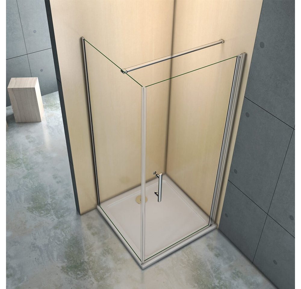 duschspa Eckdusche Duschabtrennung Duschkabine Schwingtür Duschtür + Seitenwand, BxT: 80x70 cm, Einscheibensicherheitsglas, Sicherheitsglas, Set, ebenerdiger Ei – Bild 4 von 5