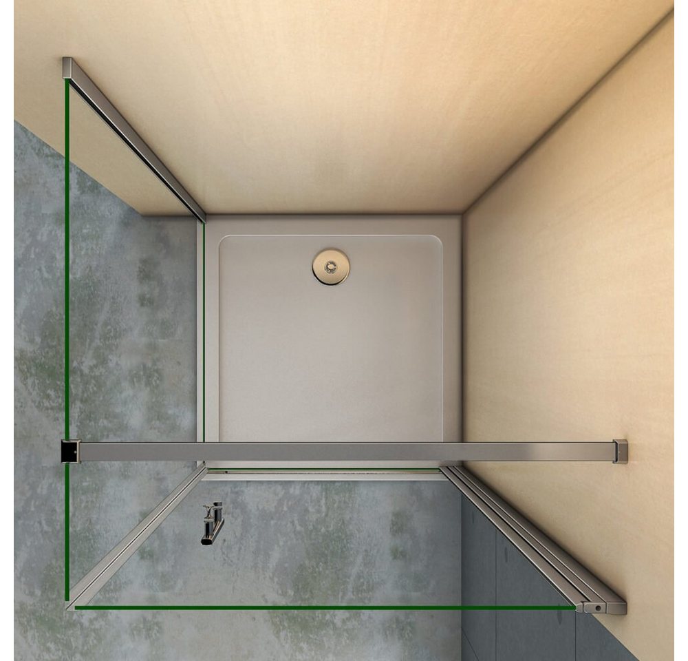 duschspa Eckdusche Duschabtrennung Duschkabine Schwingtür Duschtür + Seitenwand, BxT: 80x70 cm, Einscheibensicherheitsglas, Sicherheitsglas, Set, ebenerdiger Ei – Bild 5 von 5