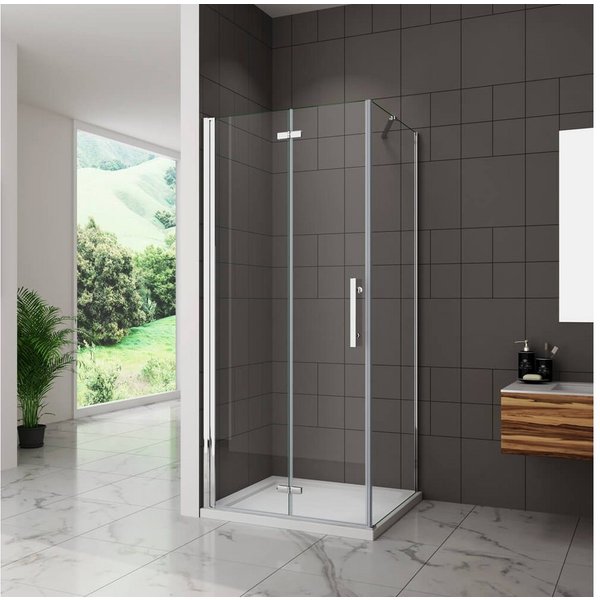 duschspa Eckdusche Nano Glas ESG Falttür mit Seitenwand Duschtür Scharniertür Duschkabine, BxT: 70x76 cm, Einscheibensicherheitsglas, Sicherheitsglas, Set, eben