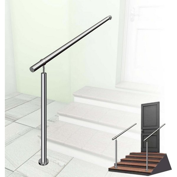 duschspa Handlauf Geländer Eingangsgeländer Edelstahl Treppengeländer für Innen & Außen, 120 cm Gesamtlänge, (Packung)