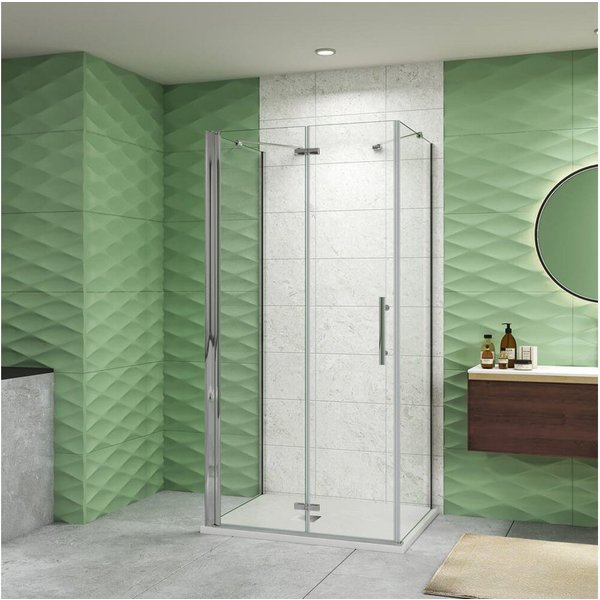 duschspa Komplettdusche 195cm ESG U-Form Duschkabine Falttür Scharniertür Duschtür, BxT: 70x70 cm, Einscheibensicherheitsglas, Sicherheitsglas, Set, ebenerdiger