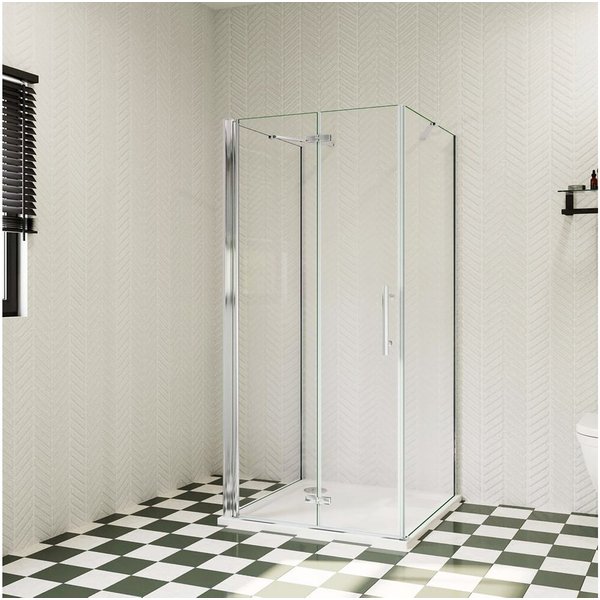 duschspa Komplettdusche U-Form Duschkabine Falttür Duschtür Scharniertür ESG NANO Glas, BxT: 70x70 cm, Einscheibensicherheitsglas, Sicherheitsglas, Set, ebenerd
