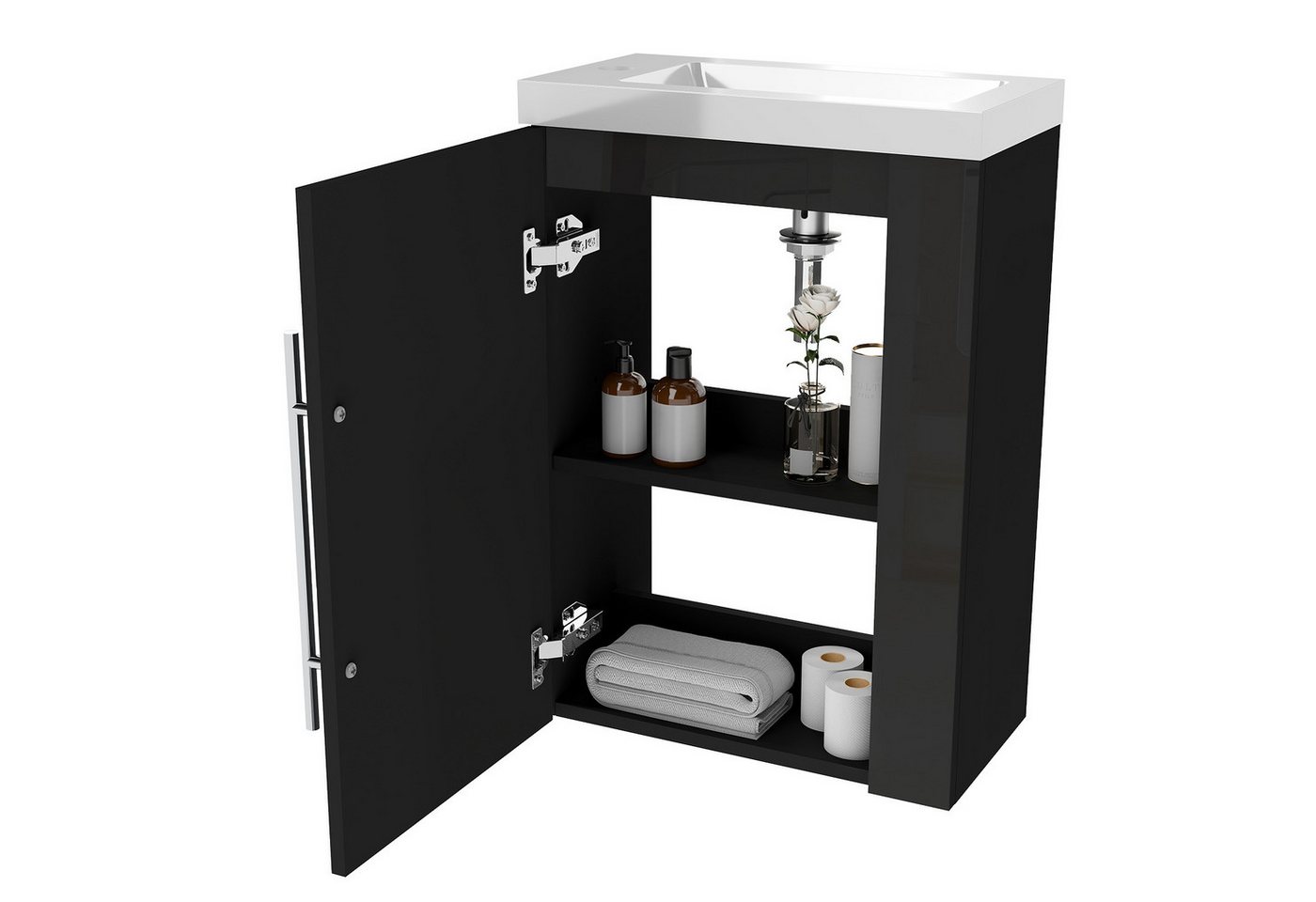 duschspa Waschtisch 45 cm Breite Waschbecken mit Unterschrank klein Badmöbel, Gäste WC – Bild 2 von 5