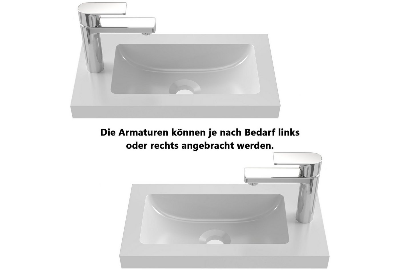 duschspa Waschtisch 45 cm Breite Waschbecken mit Unterschrank klein Badmöbel, Gäste WC – Bild 3 von 5