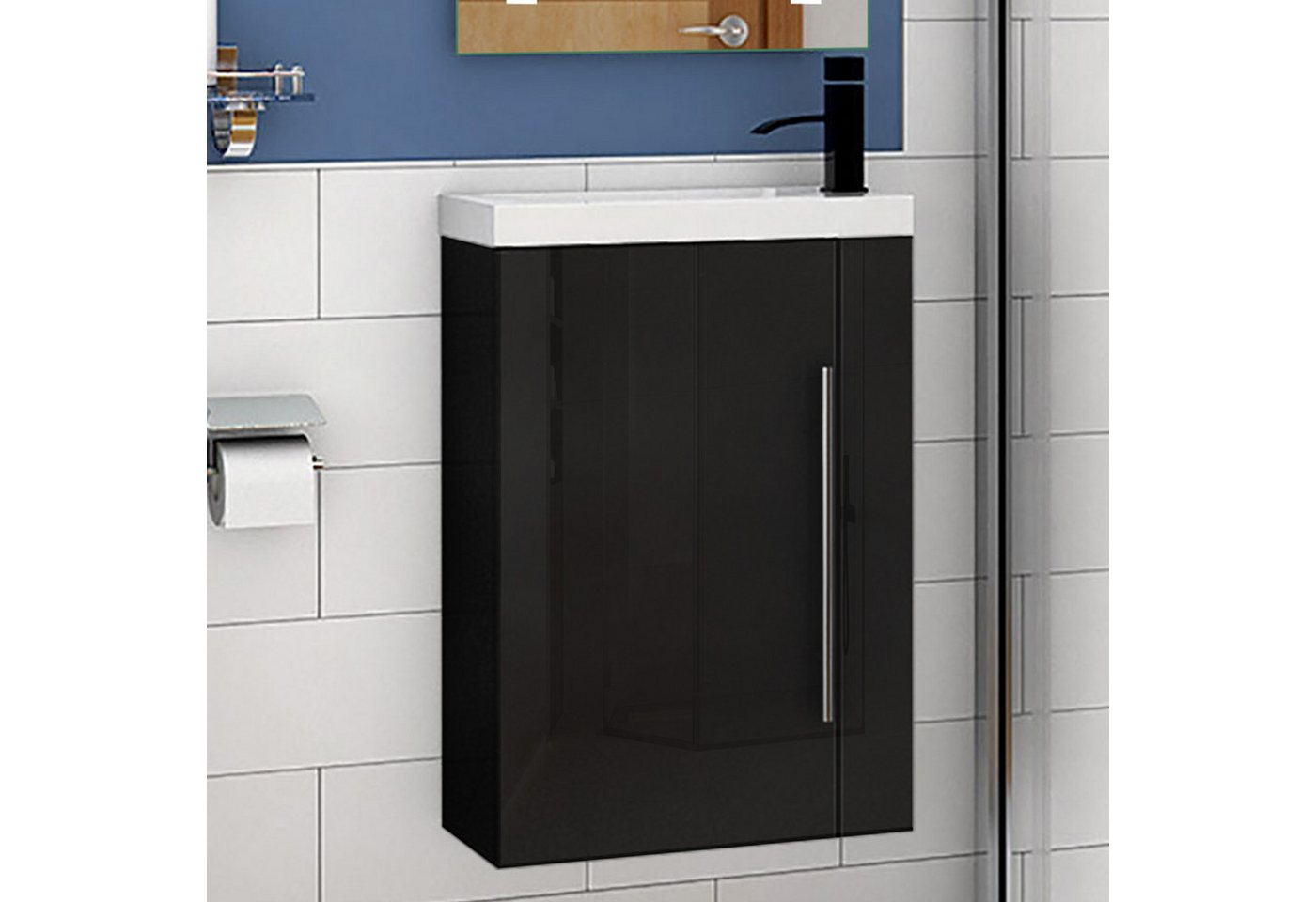 duschspa Waschtisch 45 cm Breite Waschbecken mit Unterschrank klein Badmöbel, Gäste WC – Bild 5 von 5