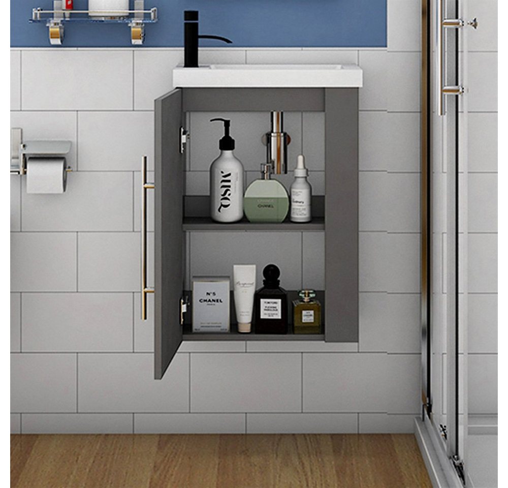 duschspa Waschtisch 45 cm Breite Waschbecken mit Unterschrank klein Badmöbel, Gäste WC – Bild 4 von 5