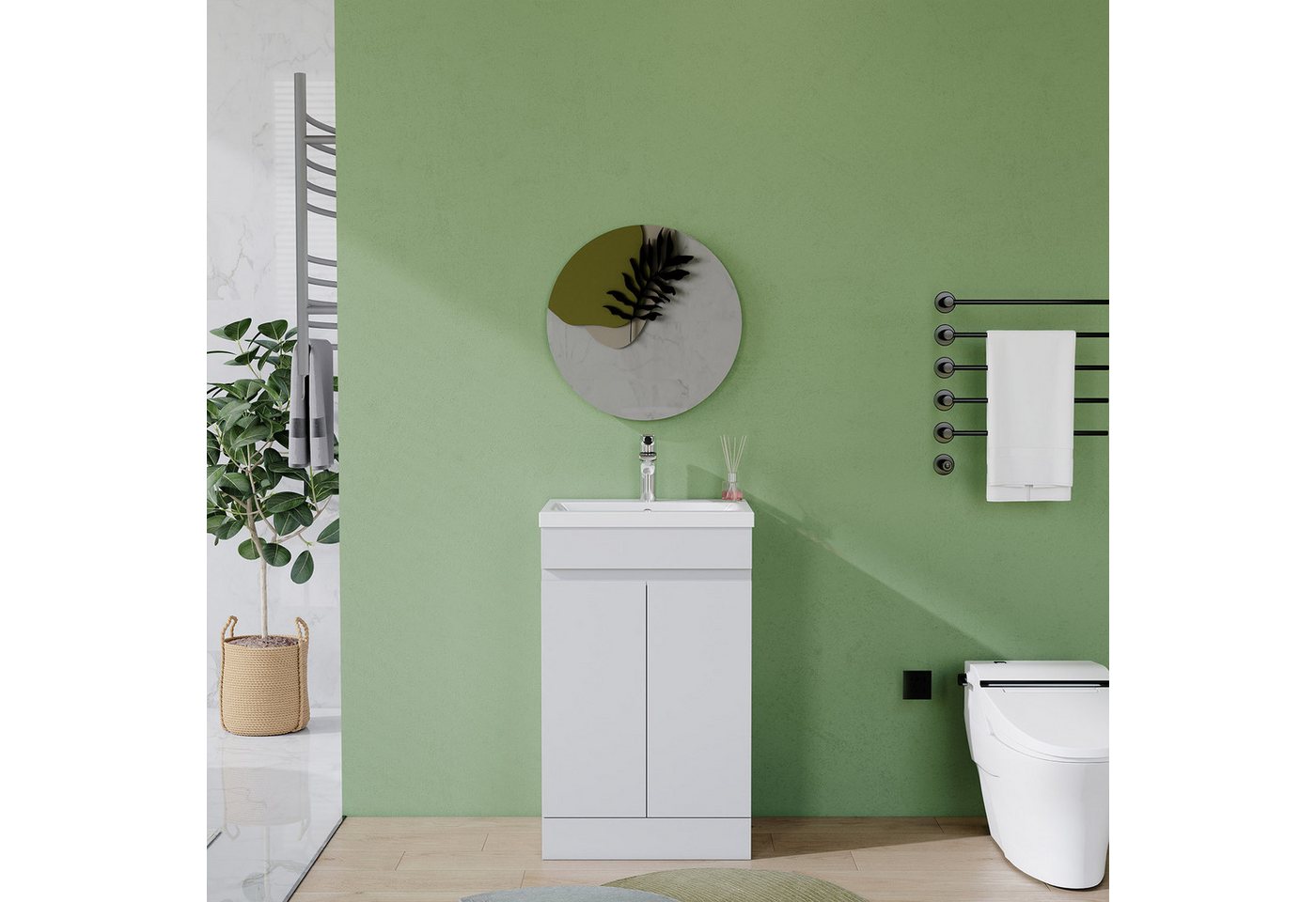 duschspa Waschtisch Badmöbel 50 cm Waschbecken mit Unterschrank, Standschrank – Bild 5 von 5