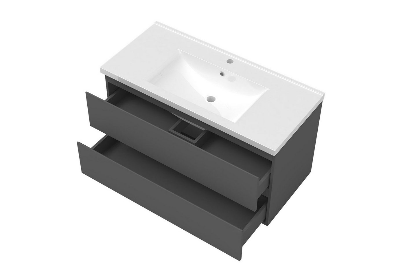 duschspa Waschtisch Badmöbel Set Waschbecken mit Unterschrank MDF, Beite 50/60/80/100 cm – Bild 3 von 5