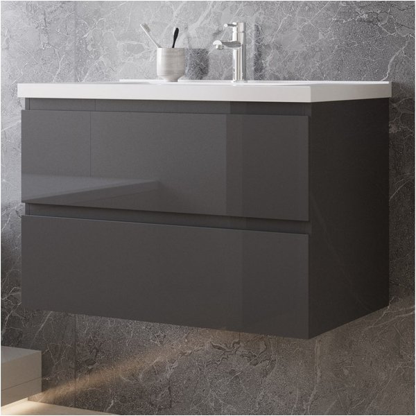 duschspa Waschtisch Badmöbel Set Waschbecken mit Unterschrank MDF, Beite 50/60/80/100 cm
