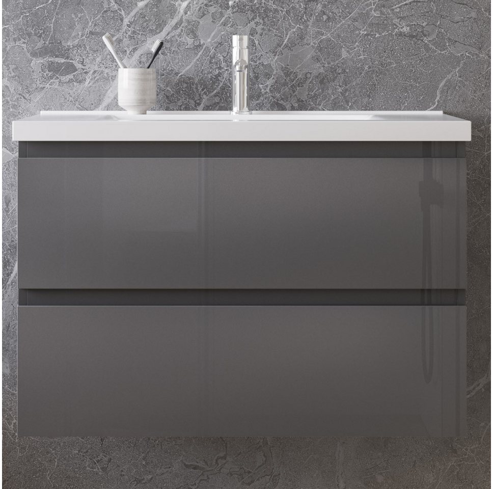 duschspa Waschtisch Badmöbel Set Waschbecken mit Unterschrank MDF, Beite 50/60/80/100 cm – Bild 2 von 5