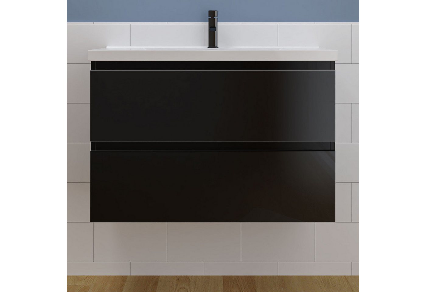 duschspa Waschtisch Badmöbel Set Waschbecken mit Unterschrank MDF, Beite 50/60/80/100 cm – Bild 5 von 5