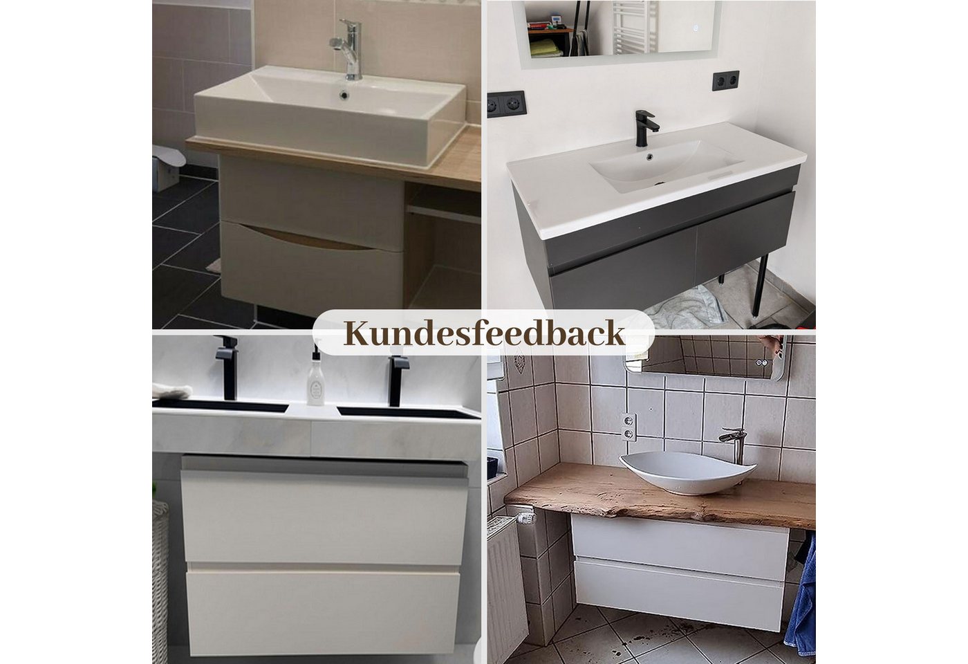 duschspa Waschtisch Unterschrank Waschtischunterschrank Waschbeckenunterschrank Badschrank, 50-120cm Hängeschrank, Matt / Hochglanz – Bild 5 von 5