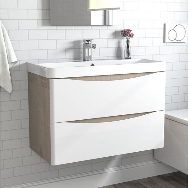 duschspa Waschtisch Waschbecken mit Unterschrank Waschtischunterschrank Smiley, Badmöbel in Breite 50/60/80/90/100 cm