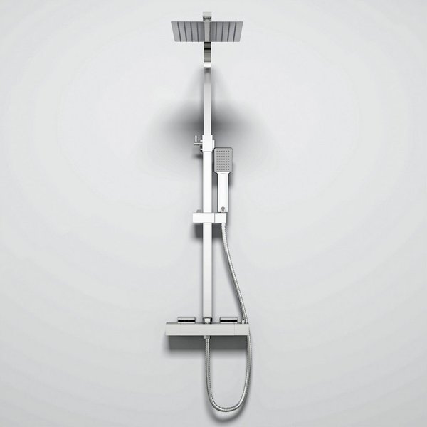 Duschparadies Duschsystem DUSCHPARADIES Thermostat-Duschsystem Edelstahl Quadrat-Design, Set, Brauseschlauch mit Verdrehschutz
