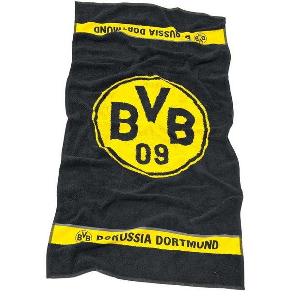 BVB Duschtuch BVB-Duschtuch Emblem 70x140 cm, Baumwolle (Packung, 1-St), Mit gewebter Bordüre